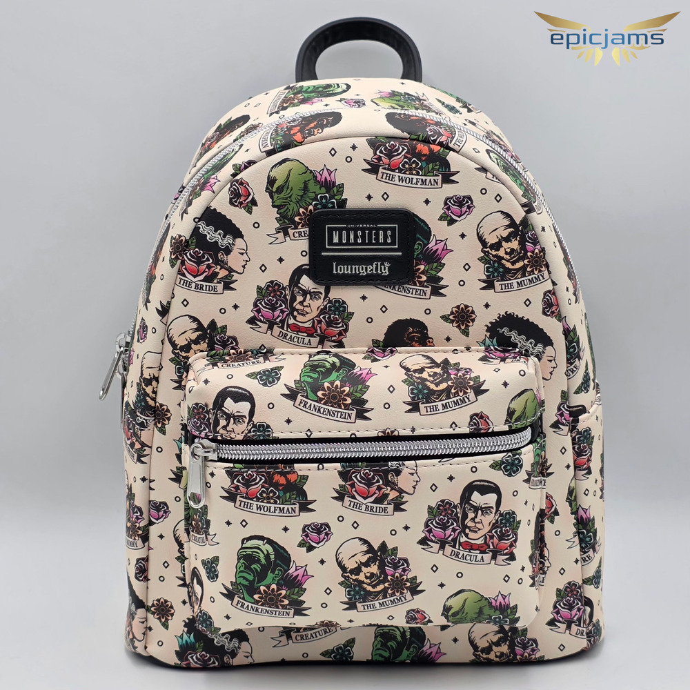 Loungefly Universal Monsters Tattoo Art Mini Backpack New